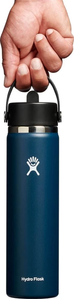 Hydro Flask Wide Mouth Water Bottle With Flex Straw Cap 24 Oz|-|Bouteille D'eau à Large Ouverture Avec Bouchon De Paille Flex 24 Onces -Hydro Flask Online HYD W24BFS 7E 7EFront 20Indigo
